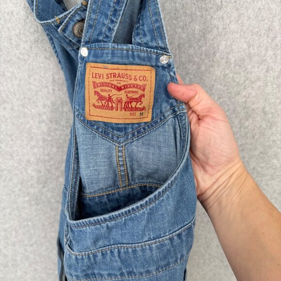 Levis Womens Denim Skirtall Overalls Dress Size M Light Wash Casual Adjustable - Picture 6 of 13